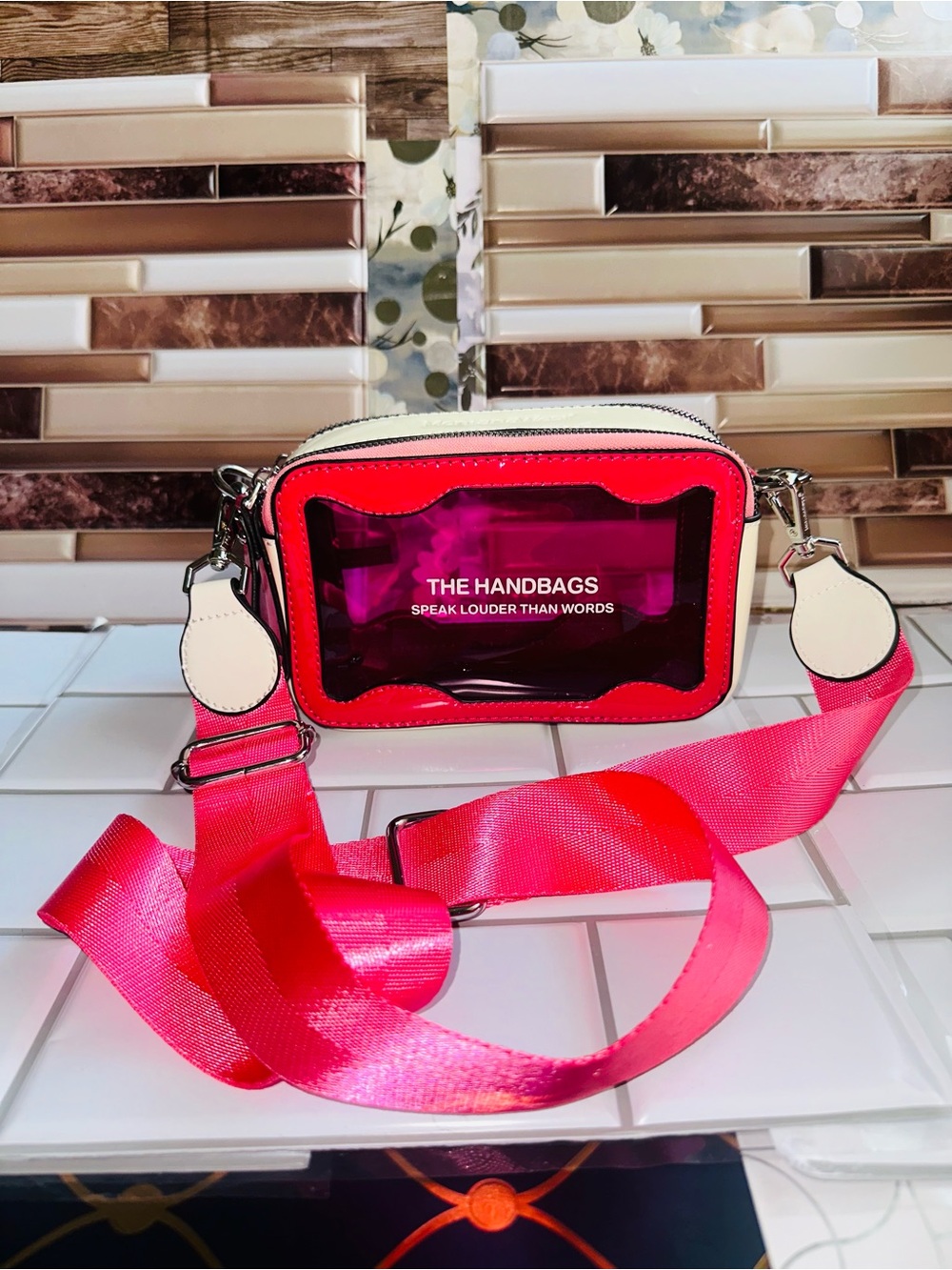 Montana West Pink Clear Crossbody Bag Wide Strap